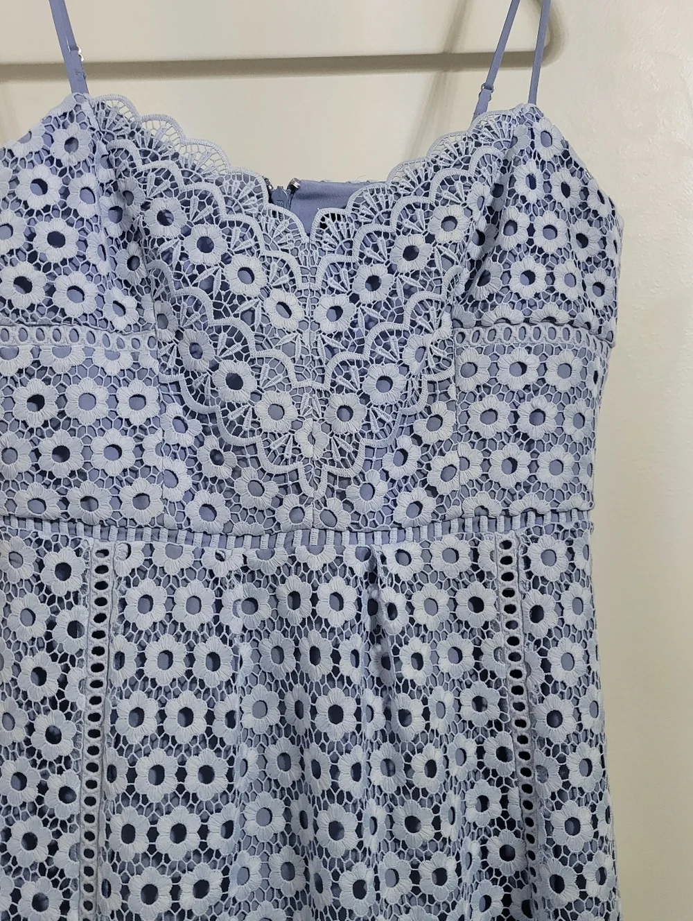 J. Crew Women's Light Blue Lace Midi Dress with Spaghetti Straps, Size 4 - Picture 7 of 12